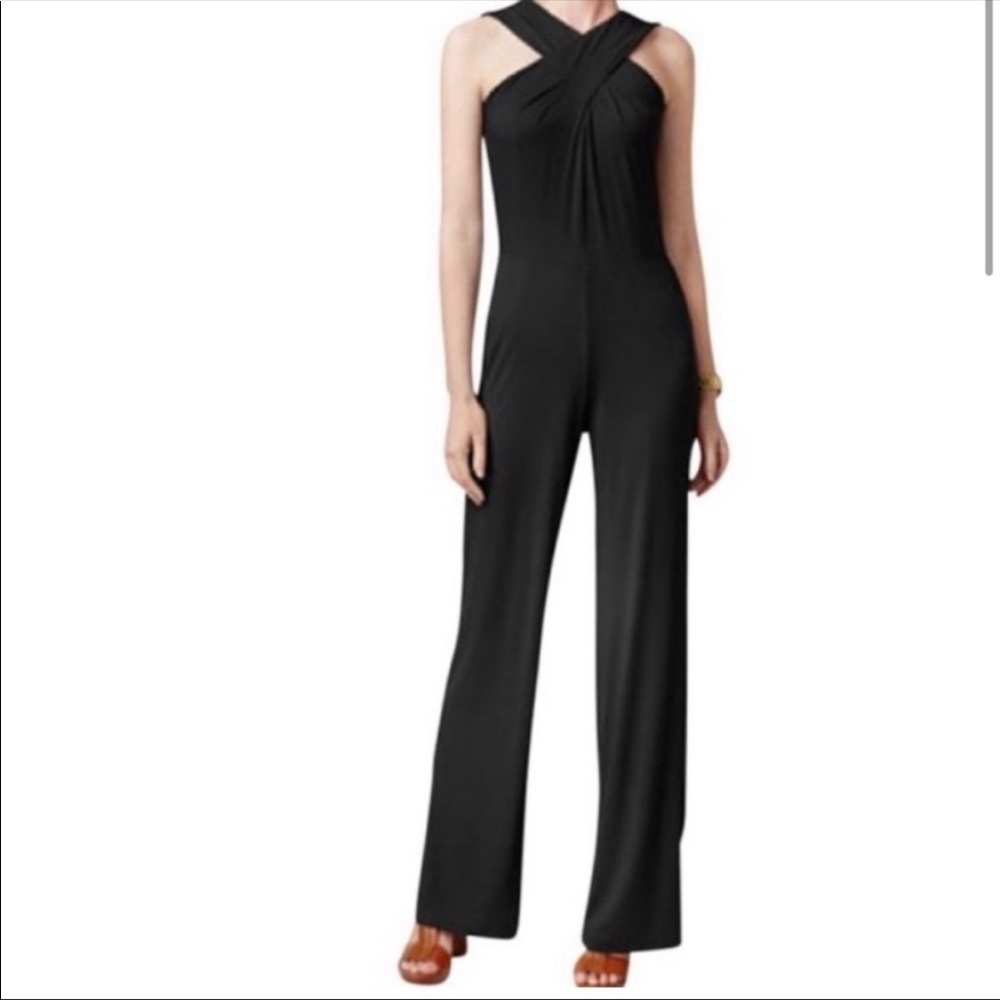 Michael Michael Kors Criss Cross Neckline Wide Leg Jumpsuit